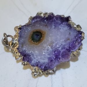 Brazilian purple amethyst geode pendant necklace